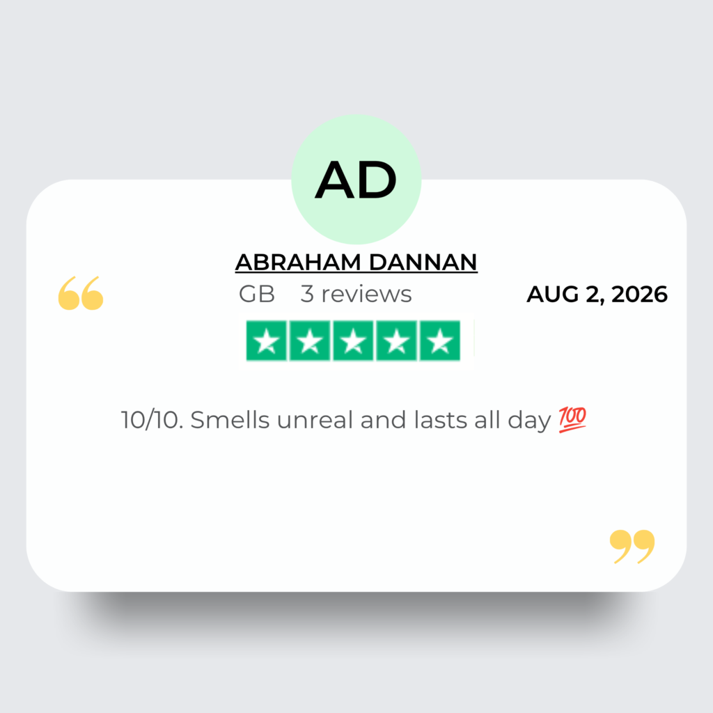 five star trust pilot review left by Abraham Dannan for www.scentleys.co.uk
