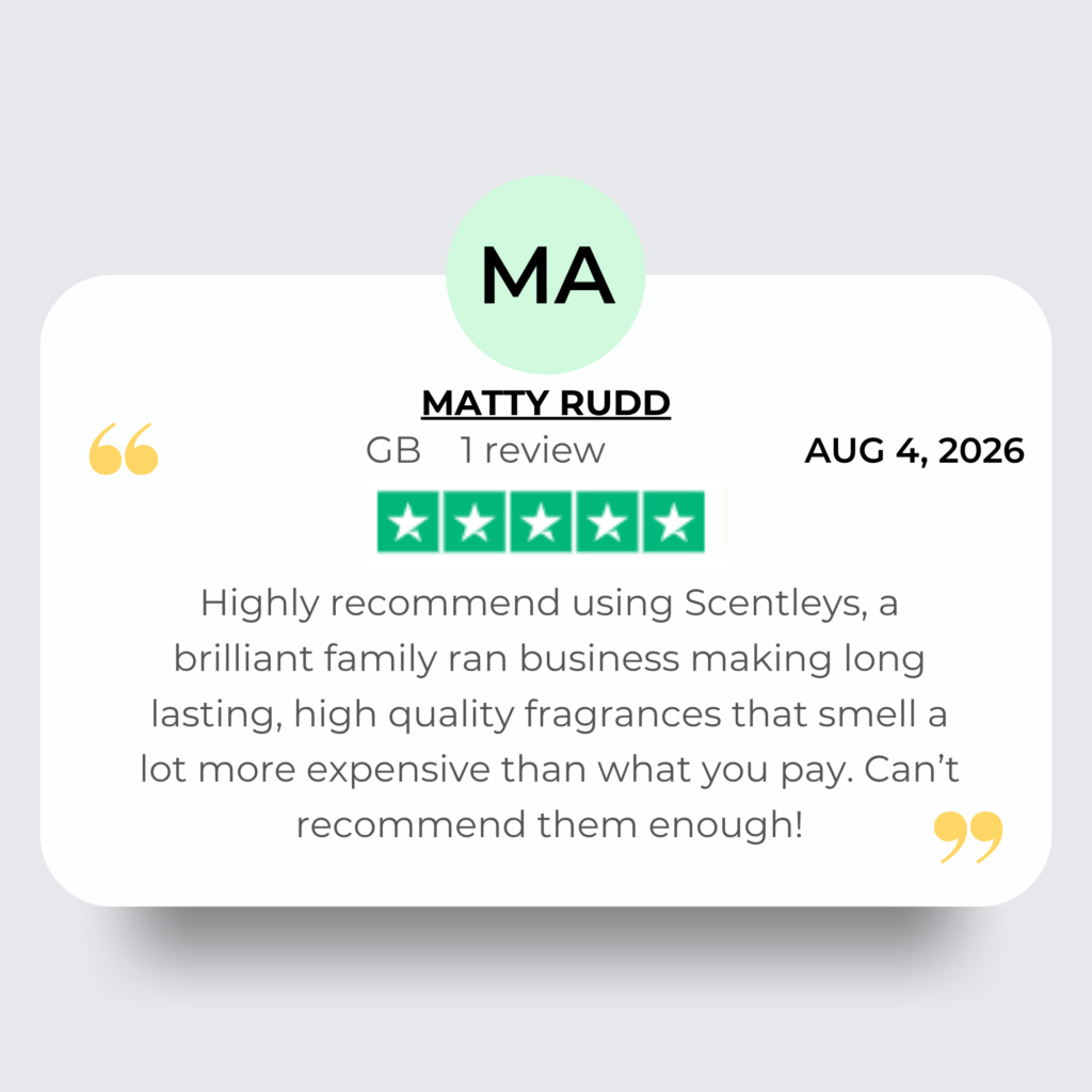 five star trust pilot review left by Matty Rudd for www.scentleys.co.uk